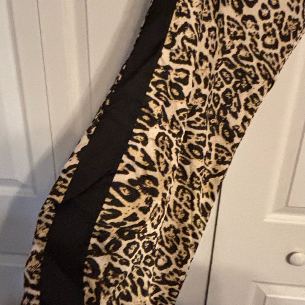INC International Concepts Leopard Wide Leg Pants with Black Stripe - Picture 6 of 7